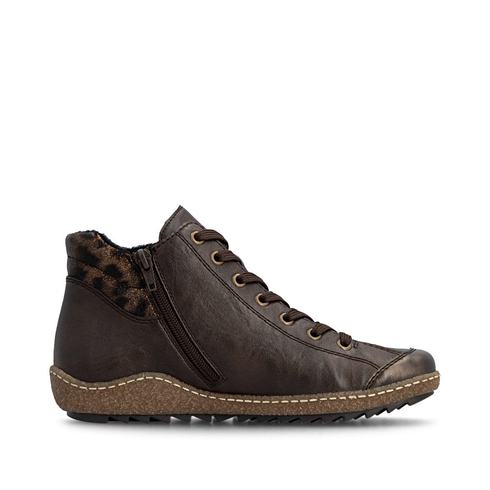 Rieker L7514-25 Ladies Grey Water Resistant Zip & Lace Ankle Boots