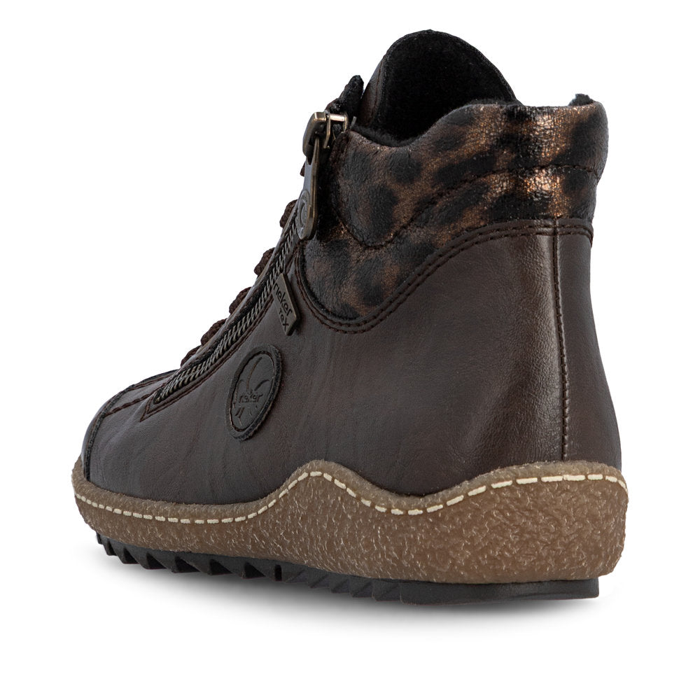 Rieker L7514-25 Ladies Grey Water Resistant Zip & Lace Ankle Boots