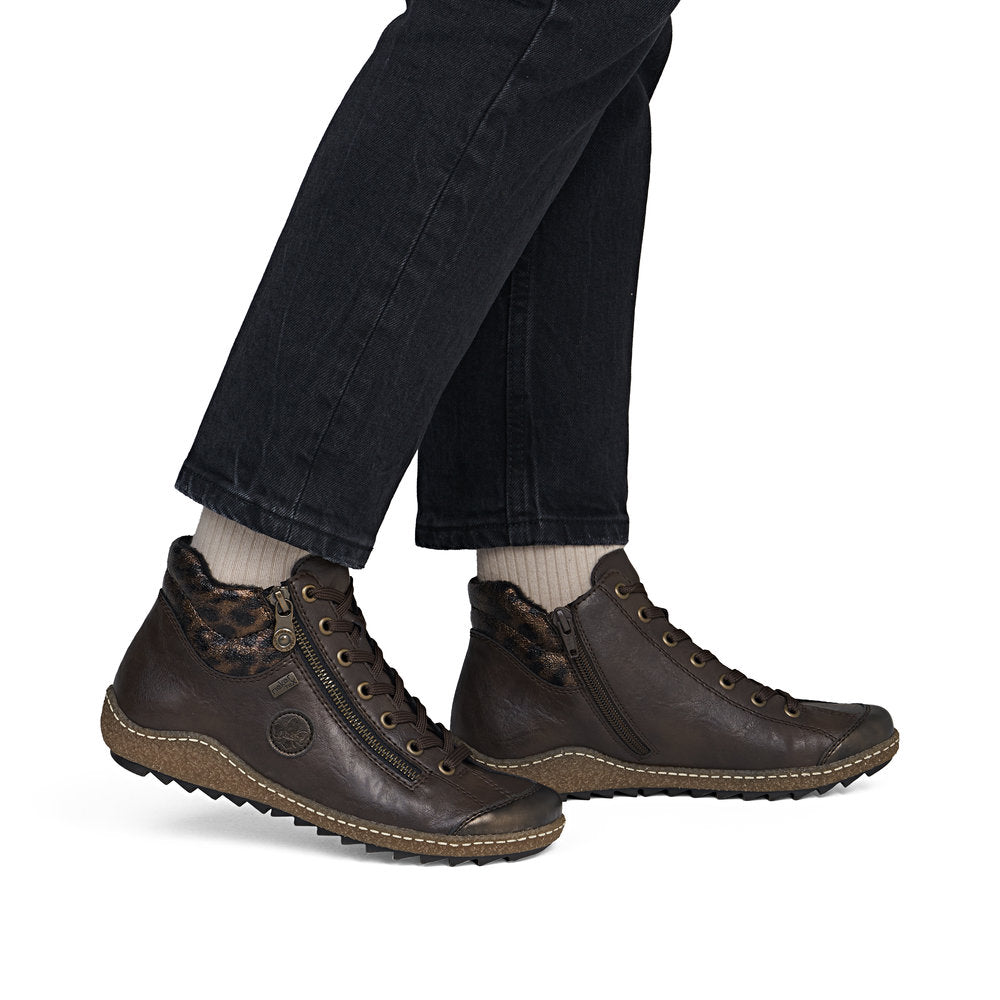 Rieker L7514-25 Ladies Grey Water Resistant Zip & Lace Ankle Boots