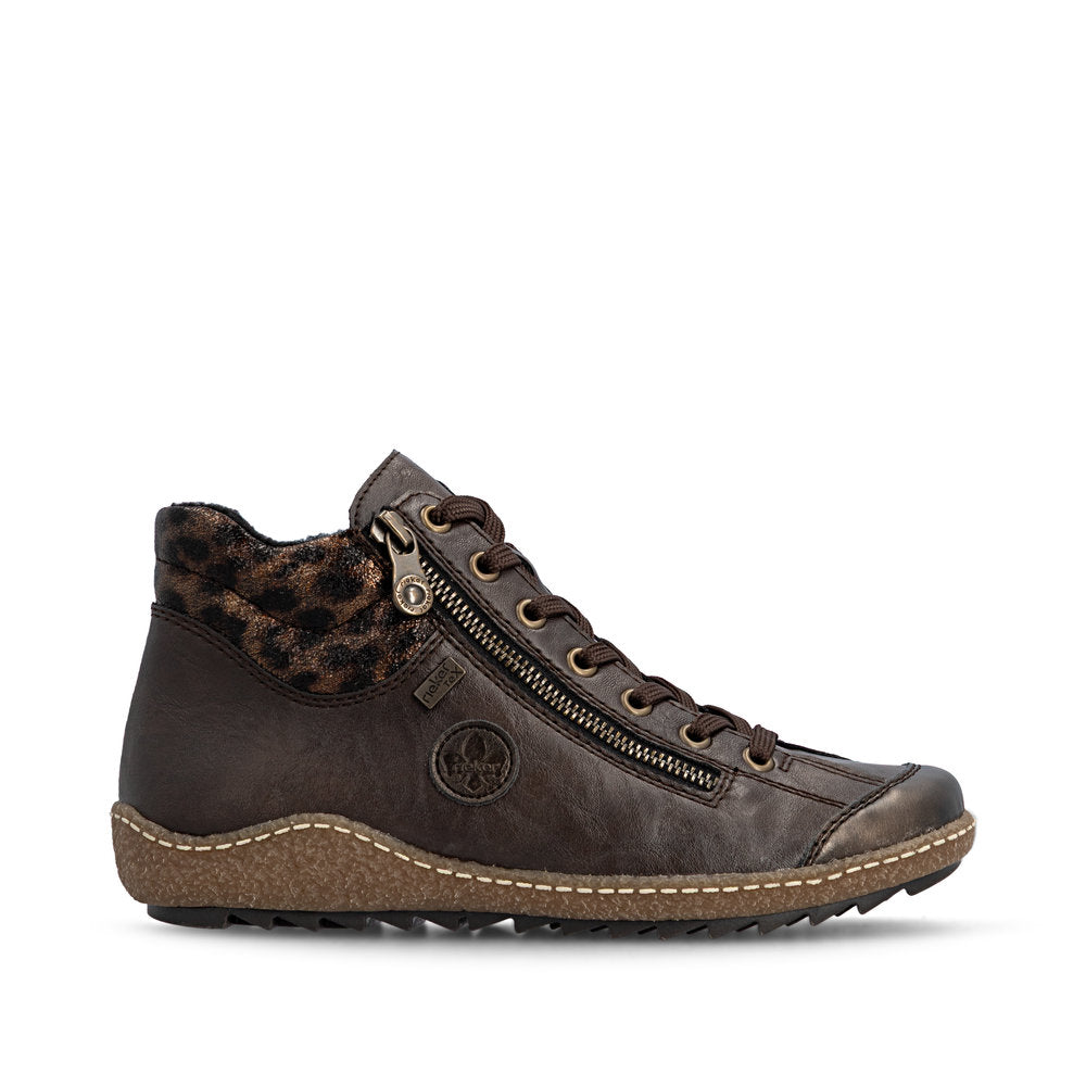 Rieker L7514-25 Ladies Grey Water Resistant Zip & Lace Ankle Boots