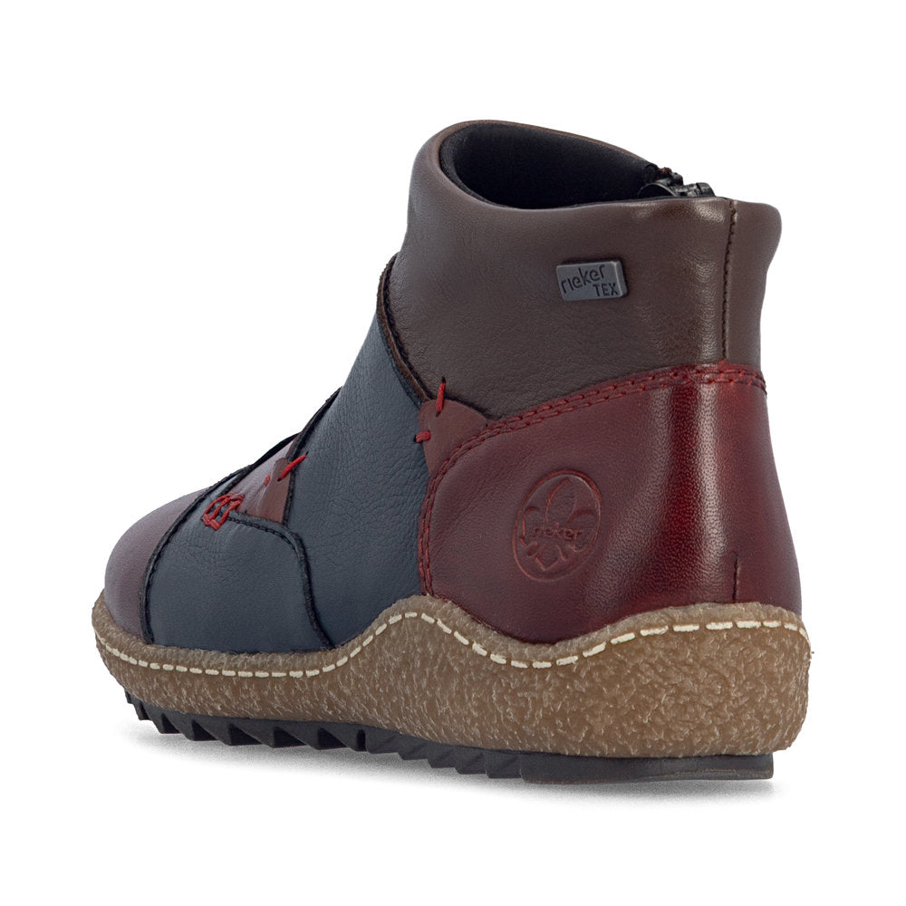 Rieker L7553-90 Ladies Multi Leather Water Resistant Side Zip Ankle Boots