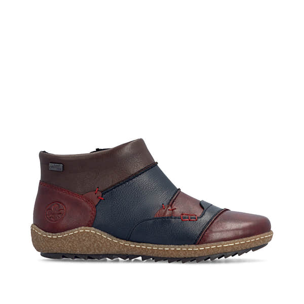 Rieker L7553-90 Ladies Multi Leather Water Resistant Side Zip Ankle Boots