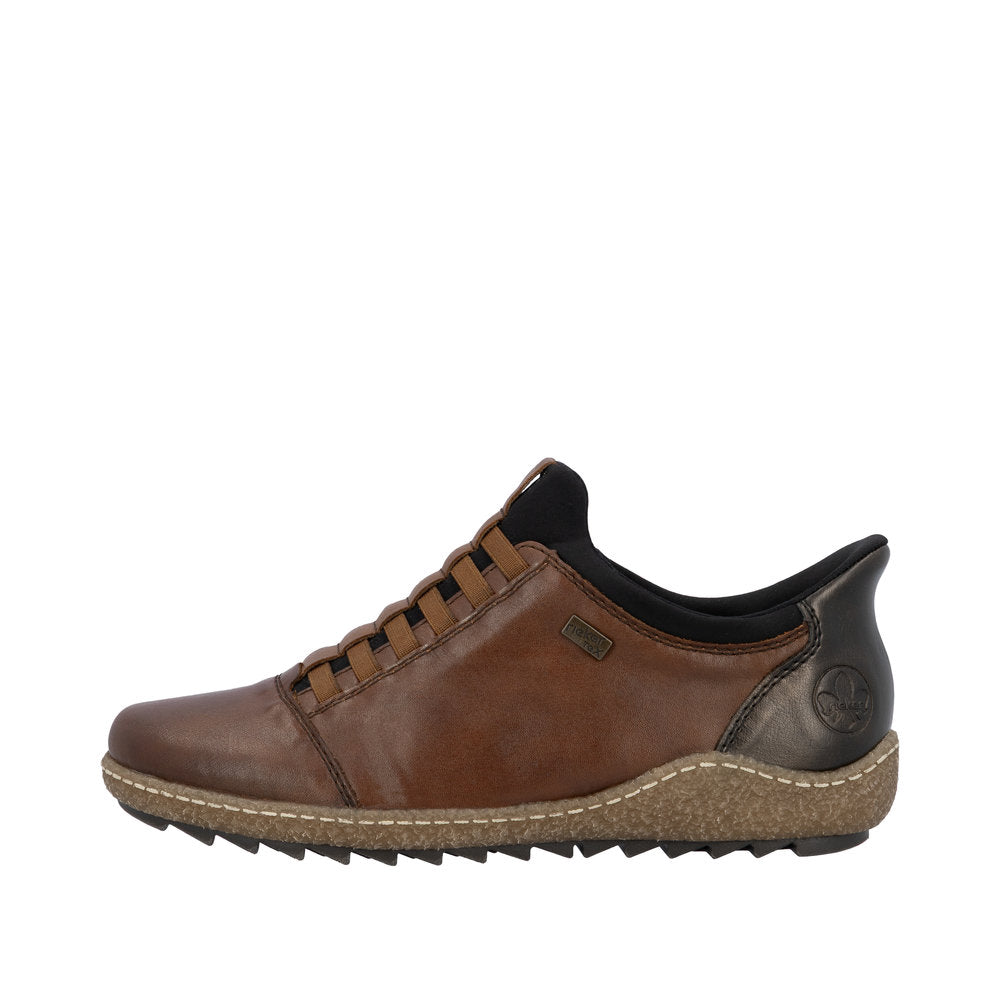 Rieker L7562-22 Ready2Go Ladies Brown Leather Water Resistant Slip On Shoes