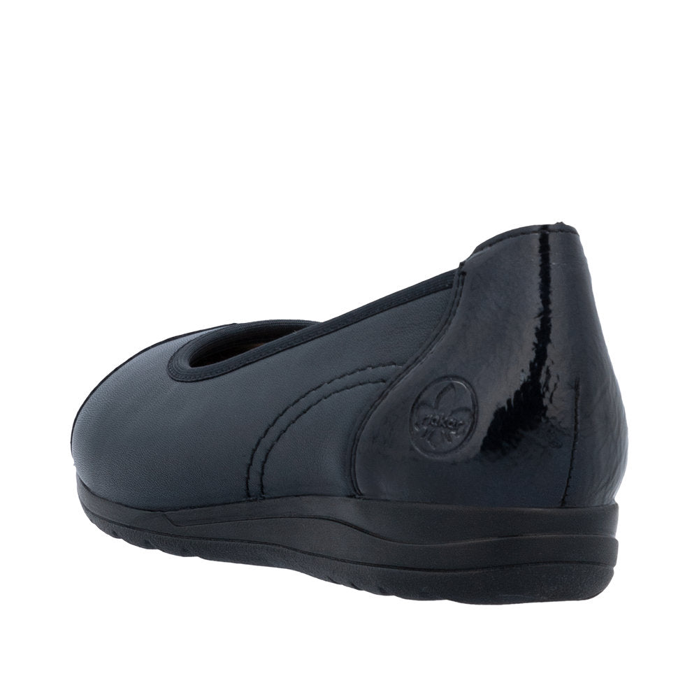 Rieker L9351-14 Ladies Blue Leather Slip On Flats