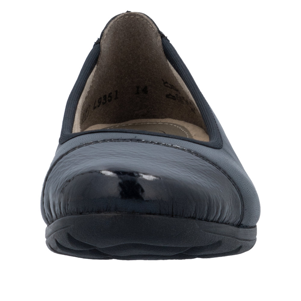 Rieker L9351-14 Ladies Blue Leather Slip On Flats