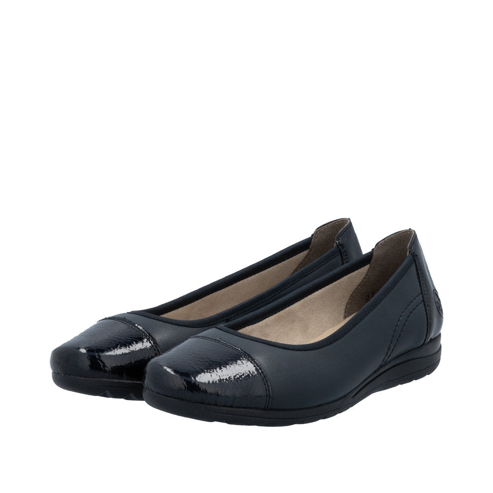 Rieker L9351-14 Ladies Blue Leather Slip On Flats