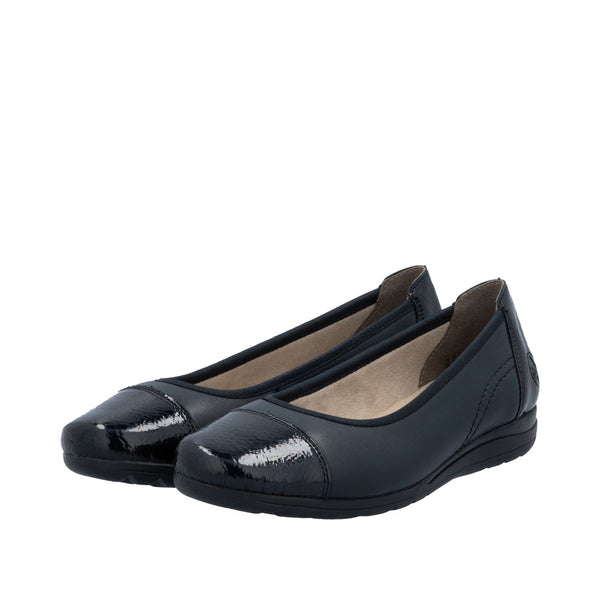 Rieker L9351-14 Ladies Blue Leather Slip On Flats