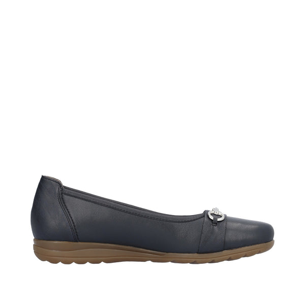 Rieker L9360-14 Anita Ladies Navy Blue Leather Slip On Shoes