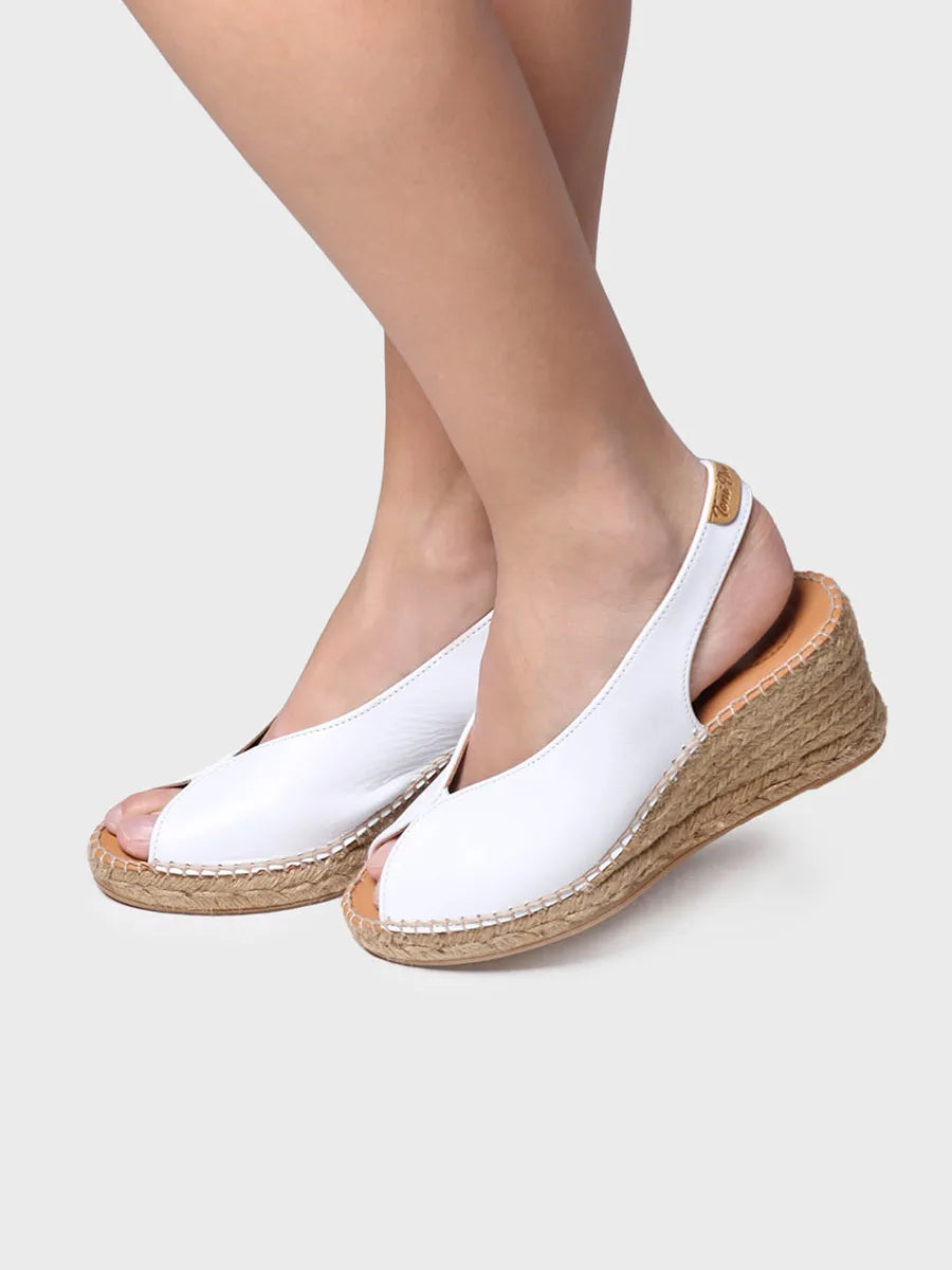 Toni Pons Laila-P Ladies  Spanish White Leather Pull On Sandals