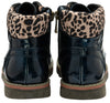 Lotus Lexis Ladies Navy/Leopard Zip & Lace Ankle Boots