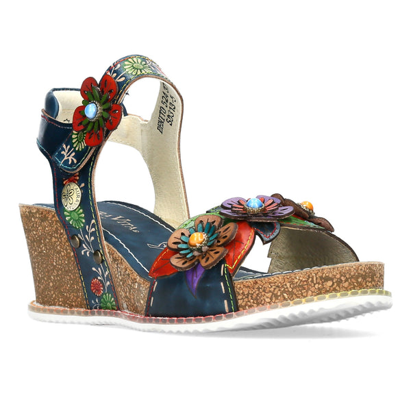 Laura Vita Bonito 05 Ladies Jeans Blue Leather Touch Fastening Sandals-elevate your sole