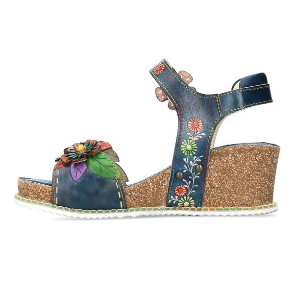 Laura Vita Bonito 05 Ladies Jeans Blue Leather Touch Fastening Sandals-elevate your sole