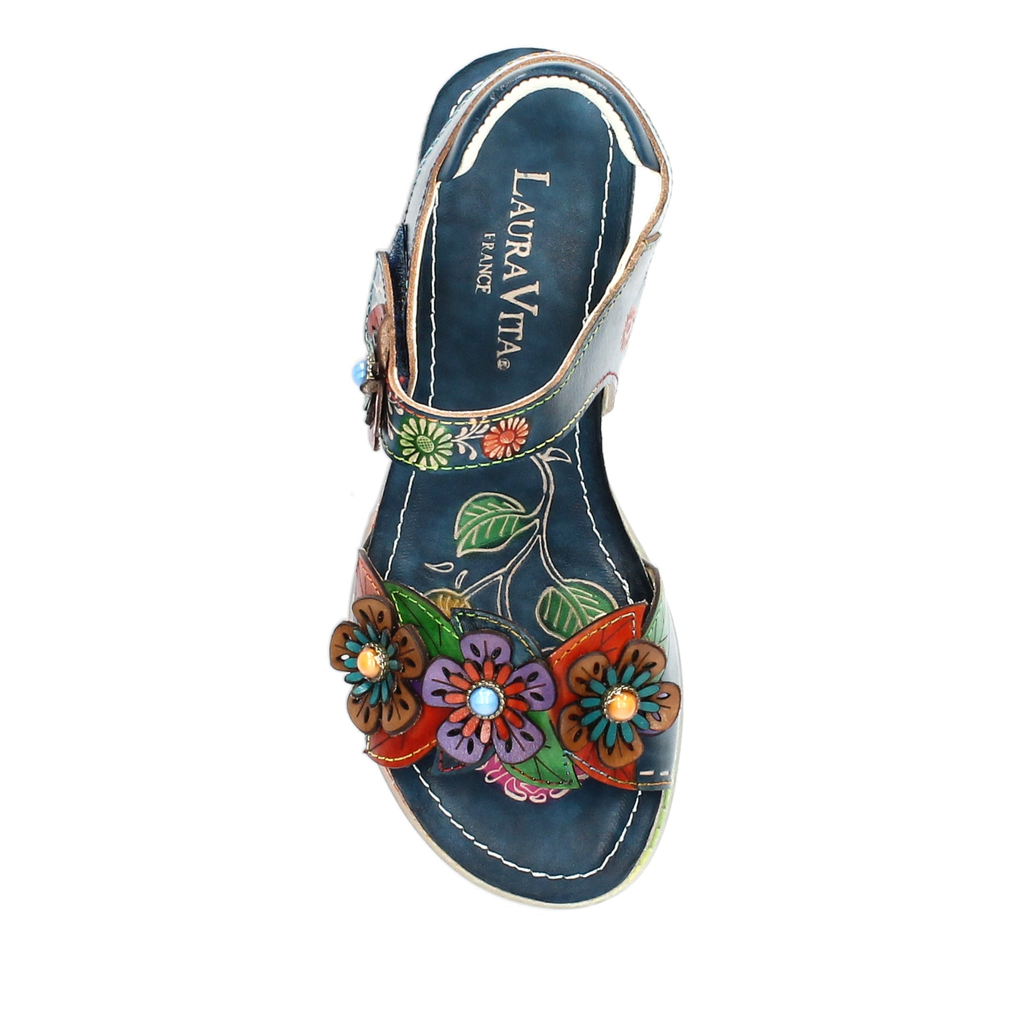 Laura Vita Bonito 05 Ladies Jeans Blue Leather Touch Fastening Sandals-elevate your sole