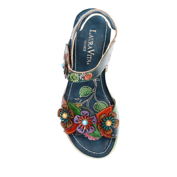 Laura Vita Bonito 05 Ladies Jeans Blue Leather Touch Fastening Sandals-elevate your sole