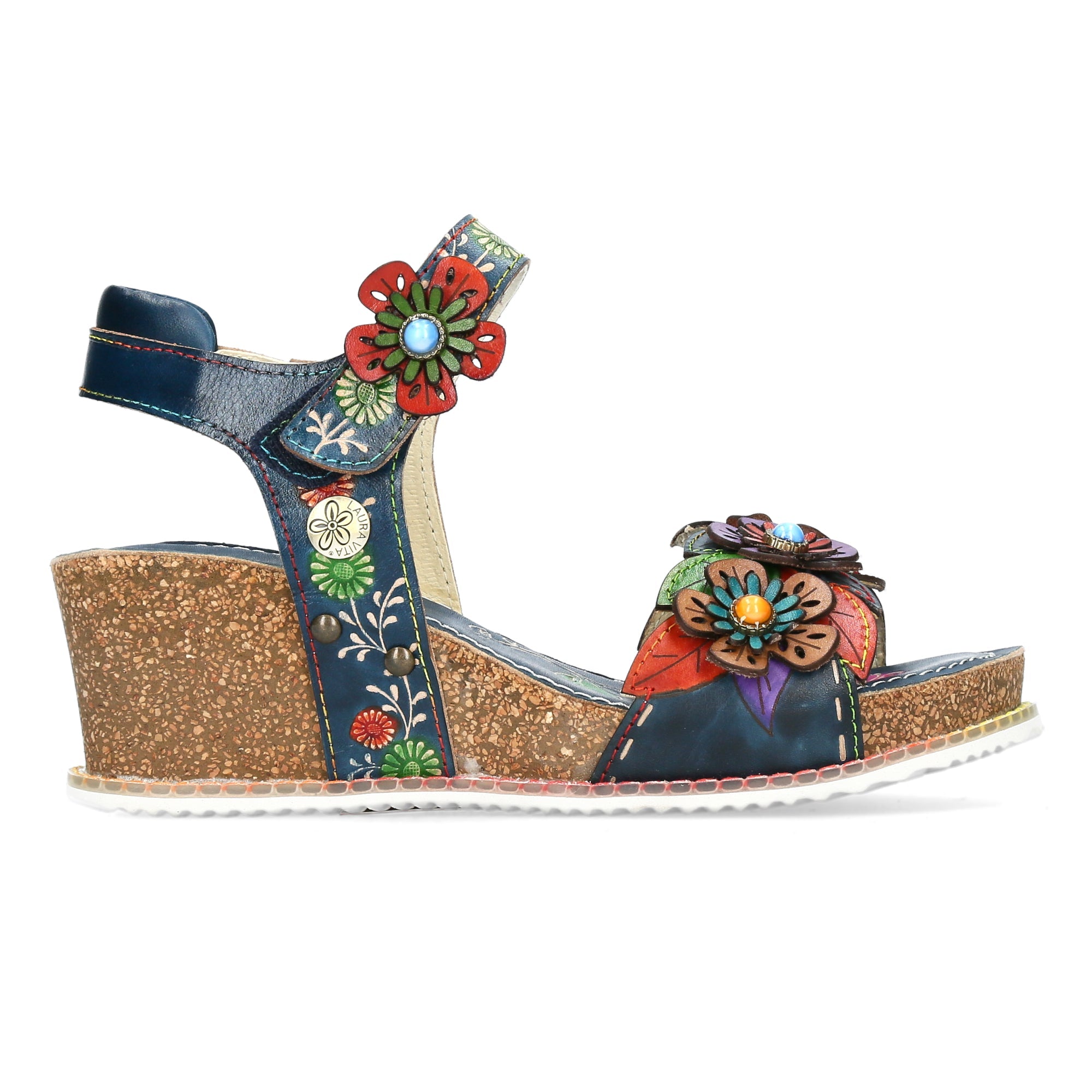 Laura Vita Bonito 05 Ladies Jeans Blue Leather Touch Fastening Sandals-elevate your sole