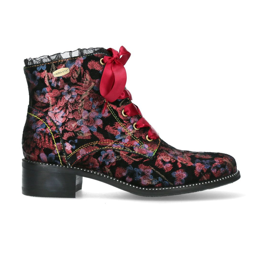 Laura Vita Emcmao 05 Ladies Cerise Leather Zip & Lace Ankle Boots-elevate your sole