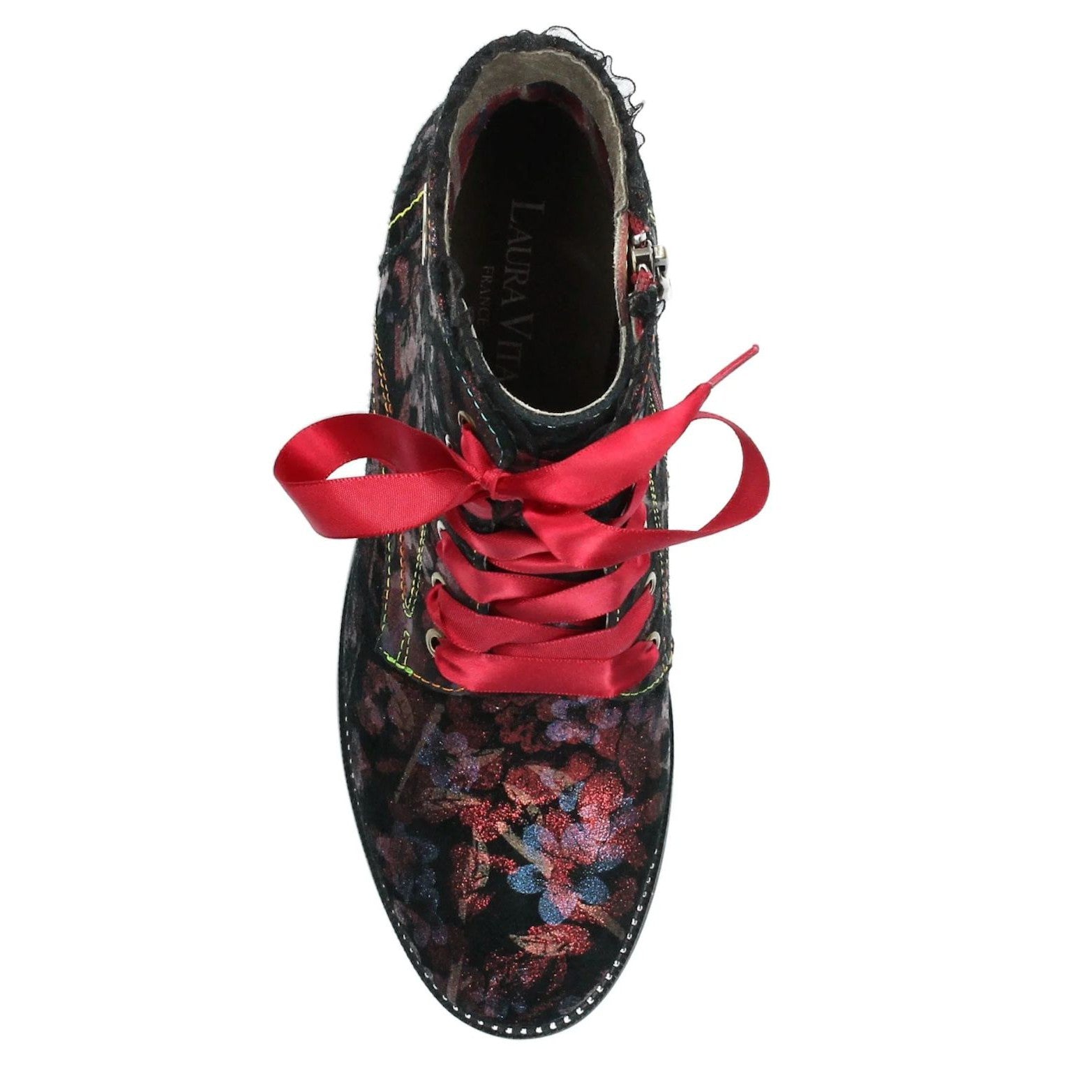 Laura Vita Emcmao 05 Ladies Cerise Leather Zip & Lace Ankle Boots-elevate your sole