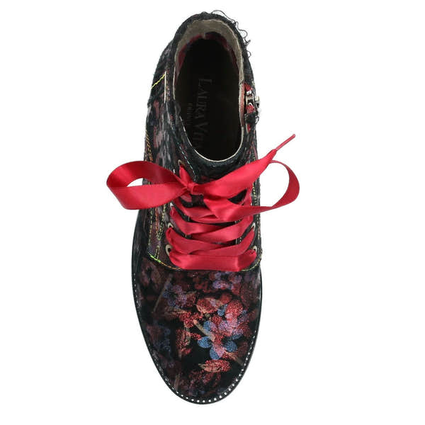 Laura Vita Emcmao 05 Ladies Cerise Leather Zip & Lace Ankle Boots-elevate your sole