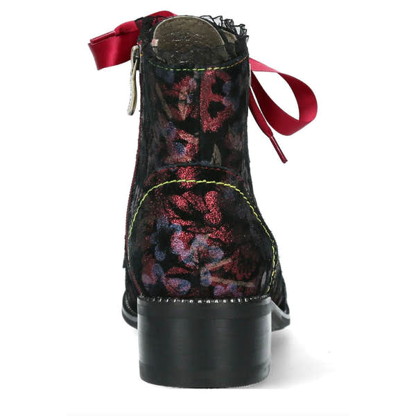 Laura Vita Emcmao 05 Ladies Cerise Leather Zip & Lace Ankle Boots-elevate your sole