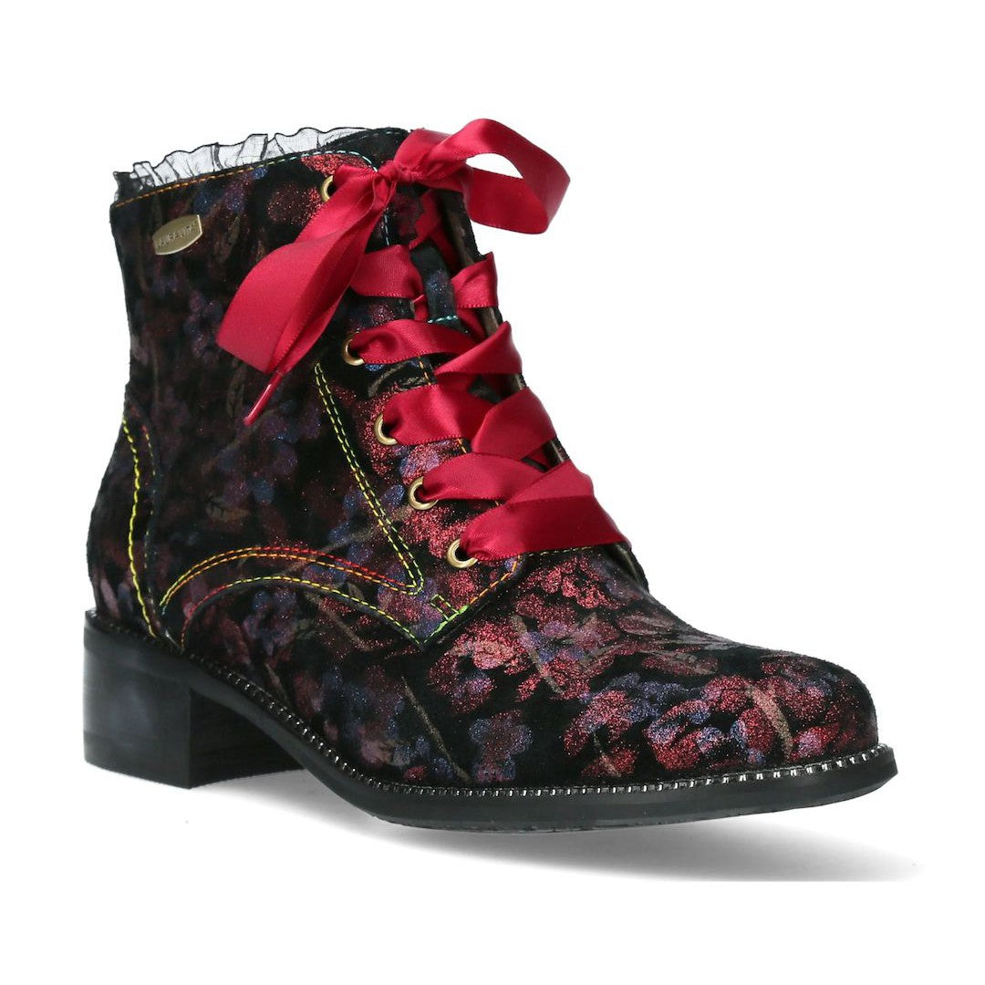 Laura Vita Emcmao 05 Ladies Cerise Leather Zip & Lace Ankle Boots-elevate your sole