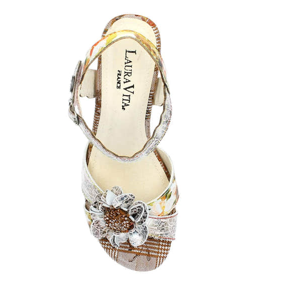 Laura Vita Framboiseo 03 Ladies Coffee Leather Touch Fastening Heels-elevate your sole