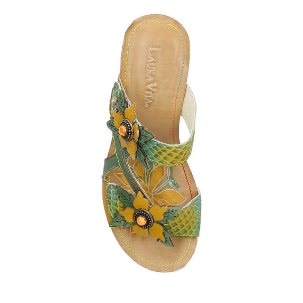 Laura Vita Jacpono 43 Ladies Green Leather Touch Fastening Shoes-elevate your sole