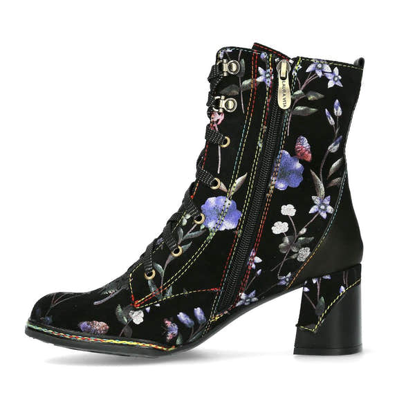 Laura Vita Komalo 24 Ladies Blue Leather & Textile Zip & Lace Ankle Boots-elevate your sole