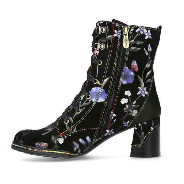 Laura Vita Komalo 24 Ladies Blue Leather & Textile Zip & Lace Ankle Boots-elevate your sole