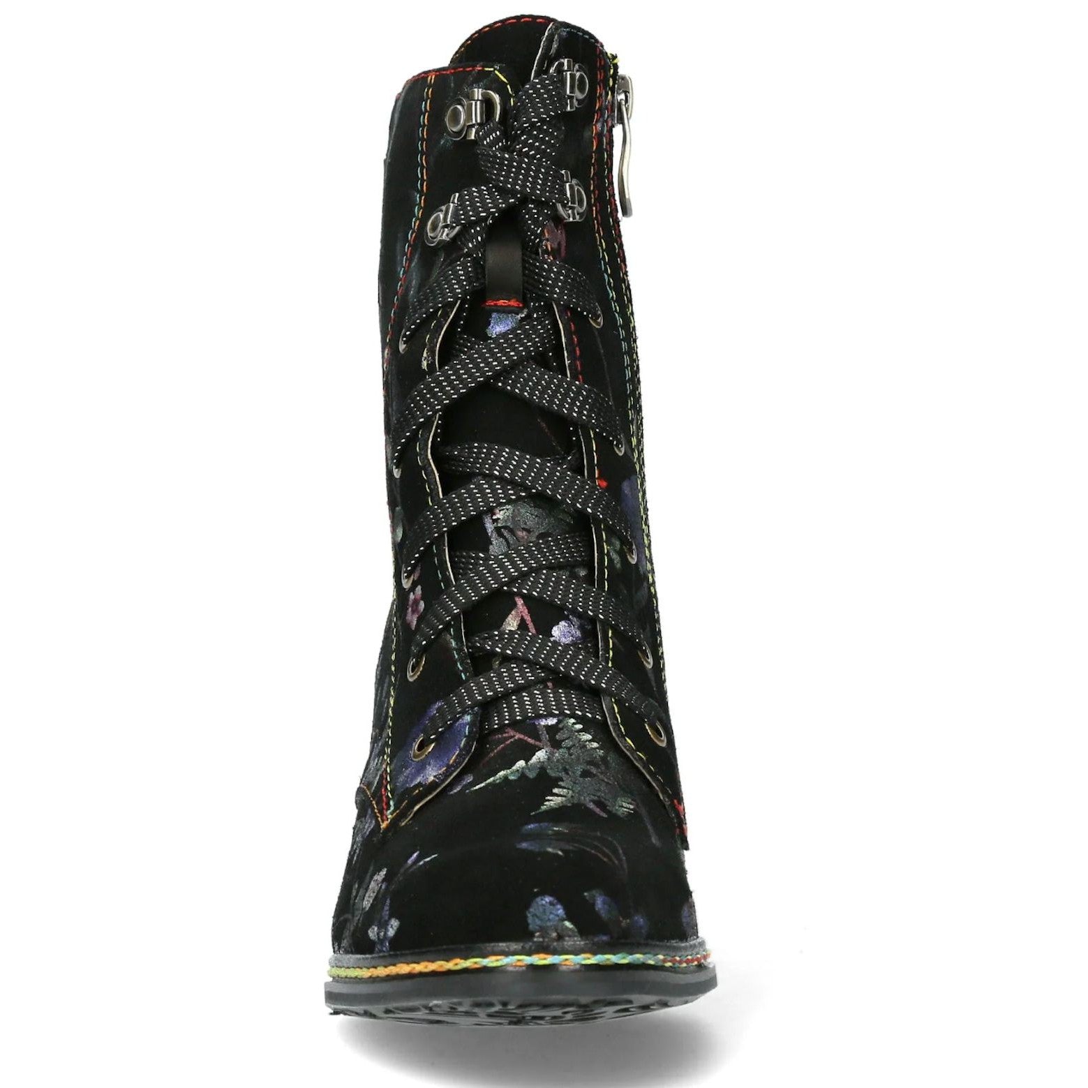 Laura Vita Komalo 24 Ladies Blue Leather & Textile Zip & Lace Ankle Boots-elevate your sole
