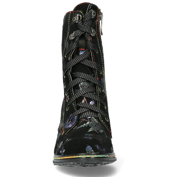 Laura Vita Komalo 24 Ladies Blue Leather & Textile Zip & Lace Ankle Boots-elevate your sole