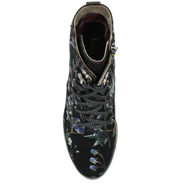Laura Vita Komalo 24 Ladies Blue Leather & Textile Zip & Lace Ankle Boots-elevate your sole