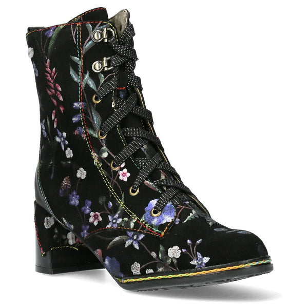 Laura Vita Komalo 24 Ladies Blue Leather & Textile Zip & Lace Ankle Boots-elevate your sole