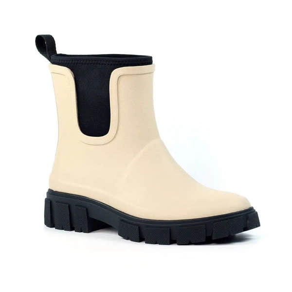 Lazy Dogs Lake Ladies Cream Waterproof Elasticated Wellies-elevate your sole