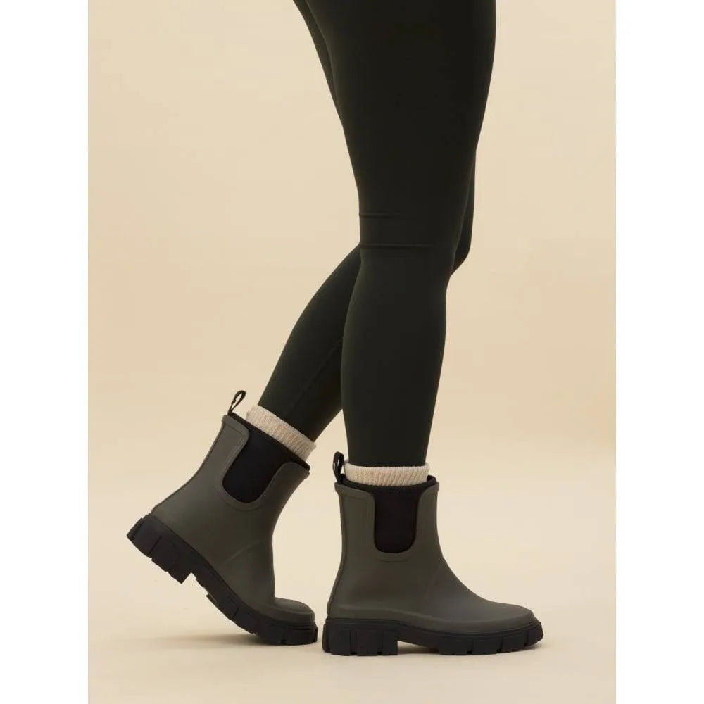 Lazy Dogs Lake Ladies Olive Waterproof Elasticated Wellies-elevate your sole