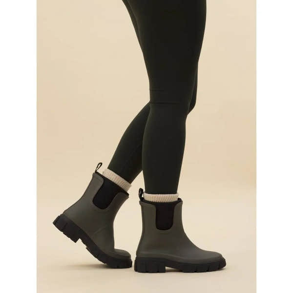 Lazy Dogs Lake Ladies Olive Waterproof Elasticated Wellies-elevate your sole