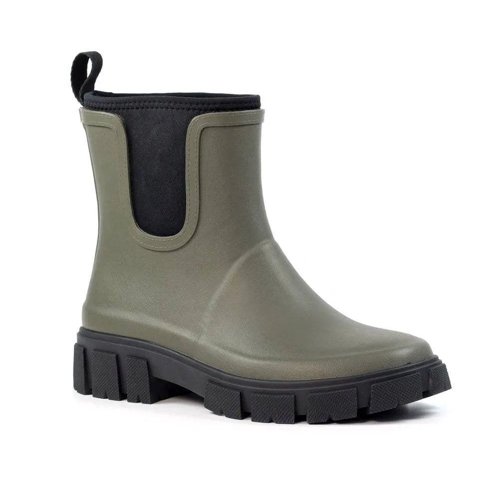 Lazy Dogs Lake Ladies Olive Waterproof Elasticated Wellies-elevate your sole