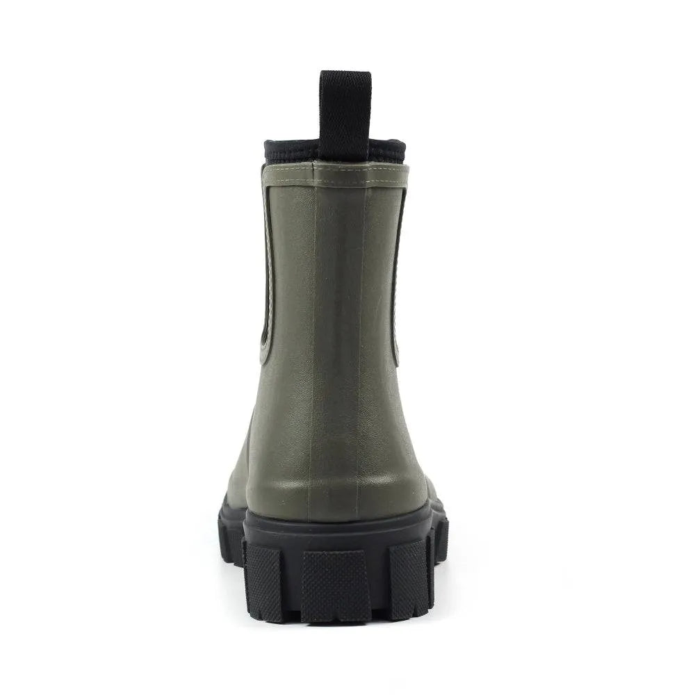 Lazy Dogs Lake Ladies Olive Waterproof Elasticated Wellies-elevate your sole