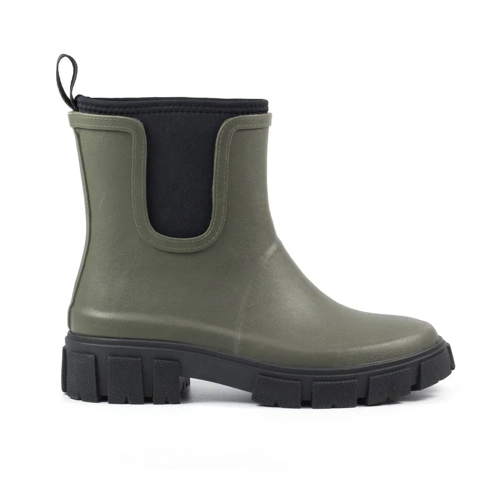 Lazy Dogs Lake Ladies Olive Waterproof Elasticated Wellies-elevate your sole
