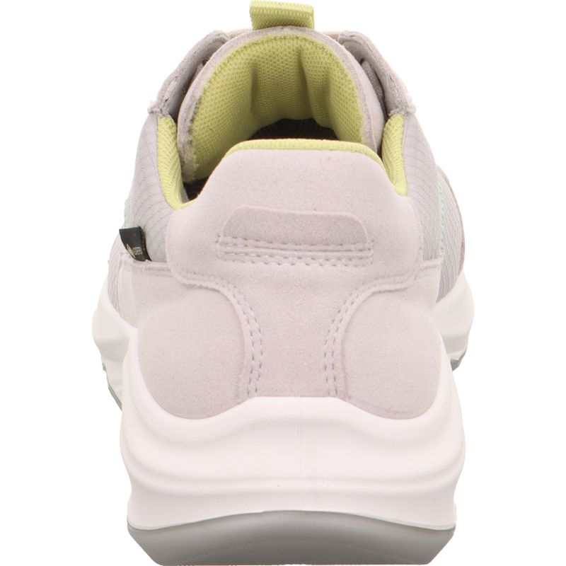 Legero Bliss Ladies Grey Waterproof Textile Lace-Up Trainers, back view with cushioned interior and chunky sole.