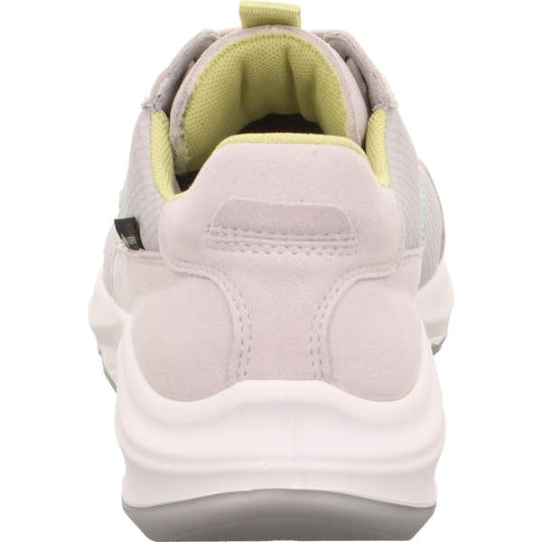 Legero Bliss Ladies Grey Waterproof Textile Lace-Up Trainers, back view with cushioned interior and chunky sole.