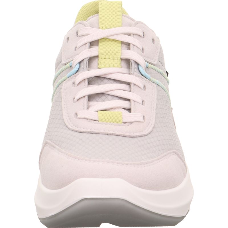 Legero Bliss women's grey waterproof textile lace-up trainers with pastel accents and cushioned sole.