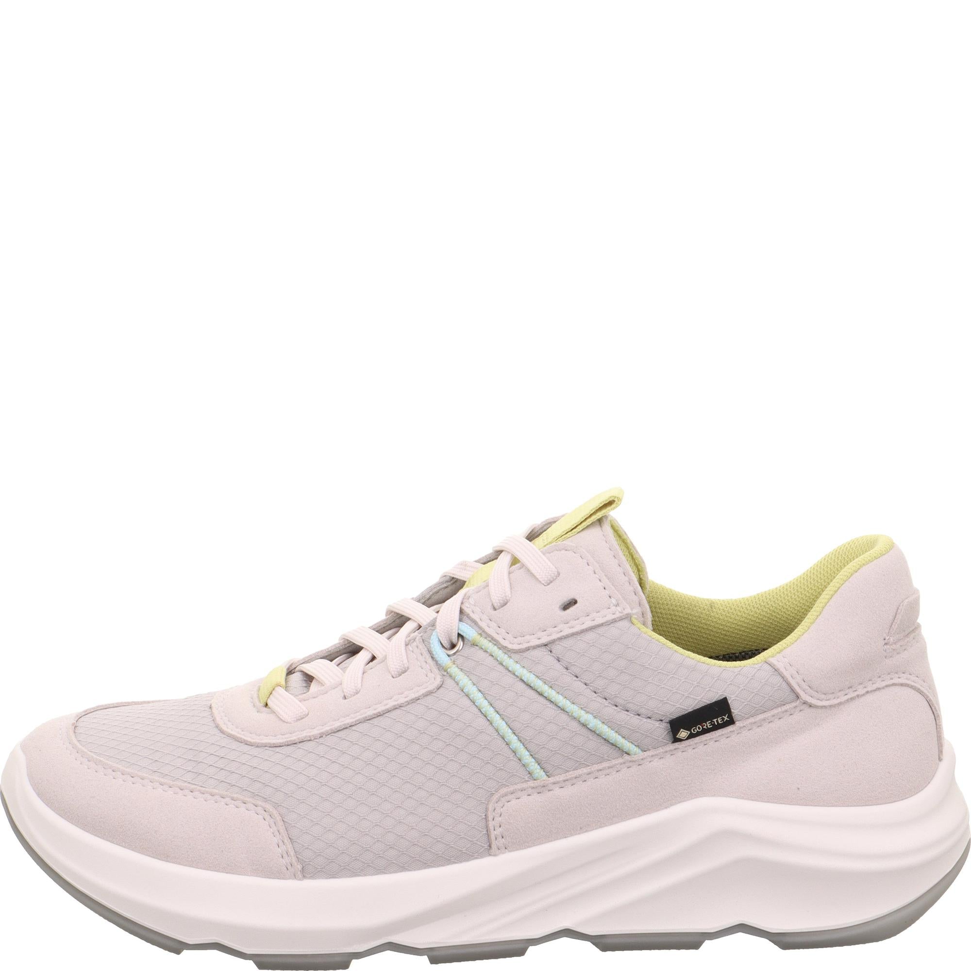 Legero Bliss Ladies Grey Waterproof Textile Lace-Up Trainers with cushioned sole and reflective accents.