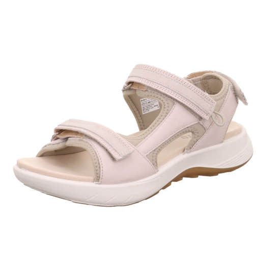 Legero Siris 2.0 beige leather ladies' touch fastening sandals with open toe and cushioned sole.