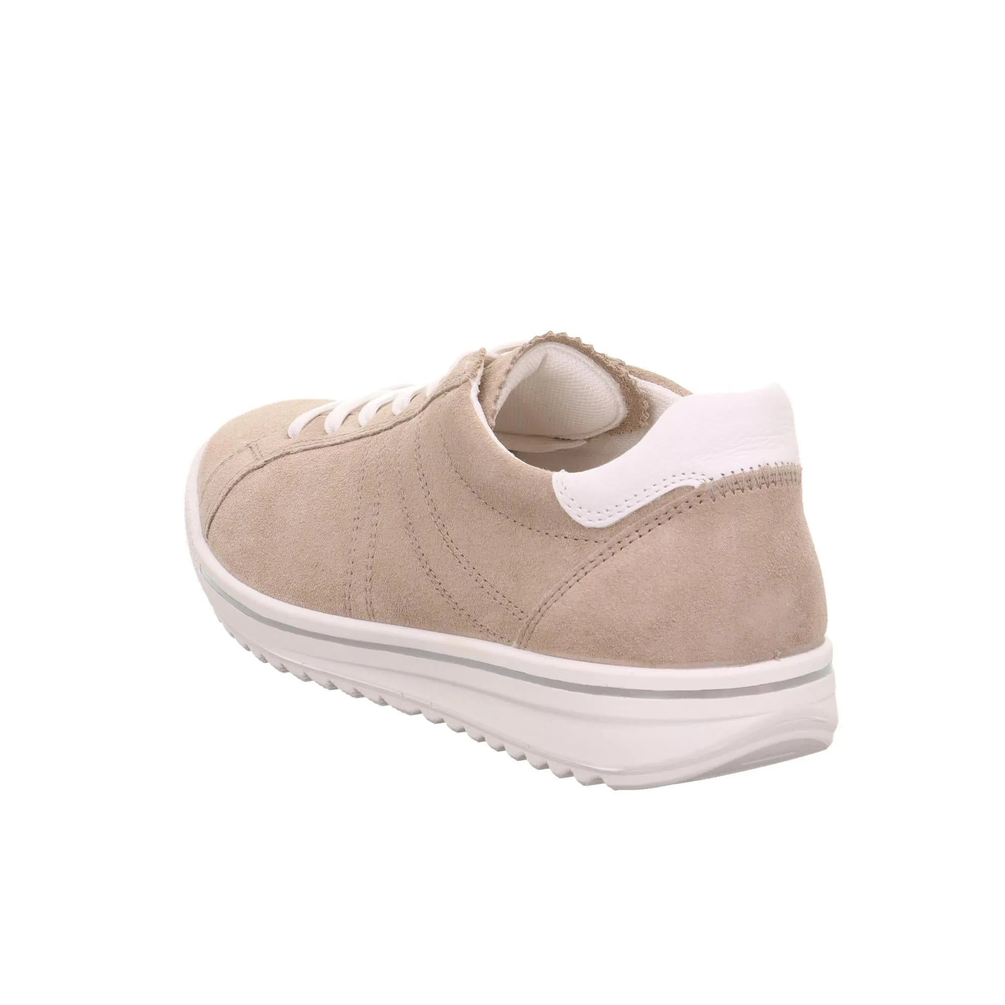 Legero Alia beige leather and textile lace-up shoes with a chunky white sole, back detail, and low-cut style.