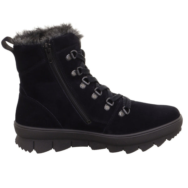 Legero 2-000530-8000 Novara Ocean Navy Waterproof Suede Zip & Lace Ankle Boots-elevate your sole