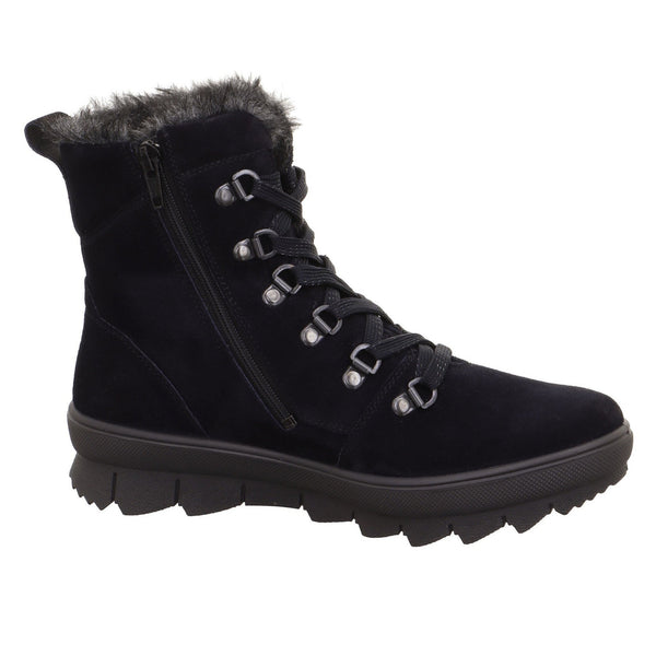 Legero 2-000530-8000 Novara Ocean Navy Waterproof Suede Zip & Lace Ankle Boots-elevate your sole