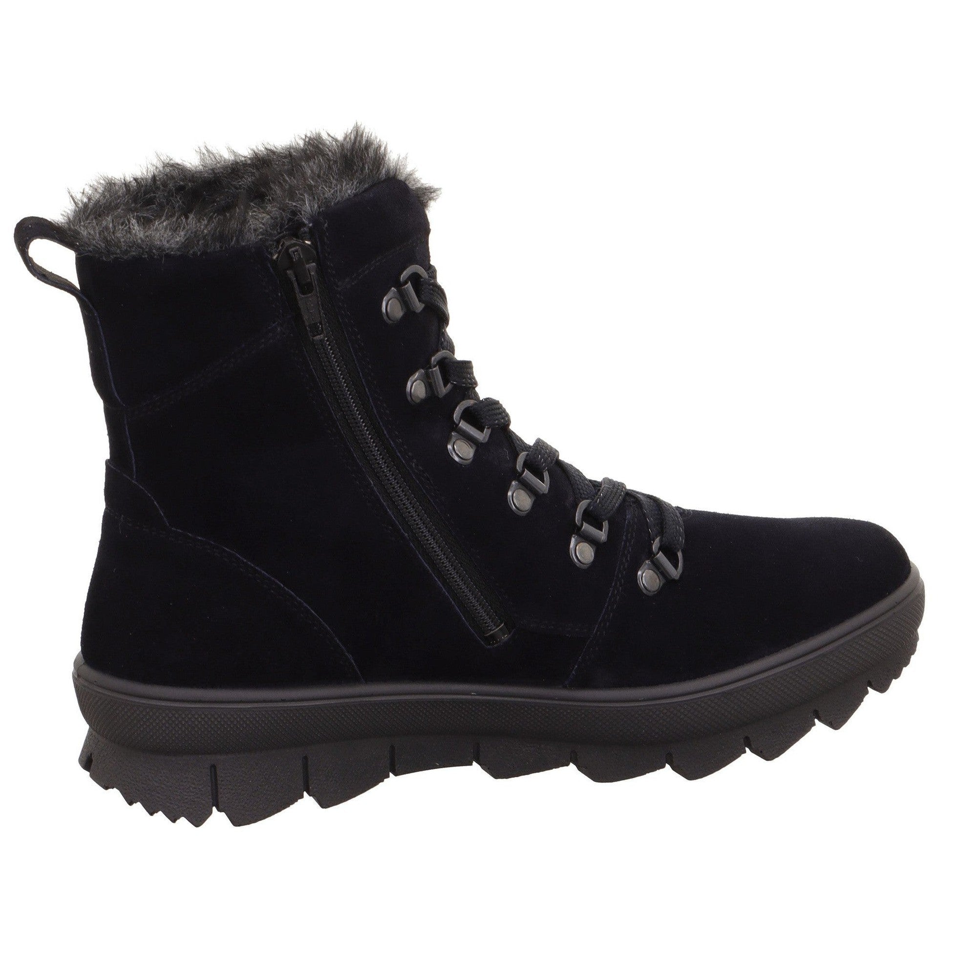 Legero 2-000530-8000 Novara Ocean Navy Waterproof Suede Zip & Lace Ankle Boots-elevate your sole
