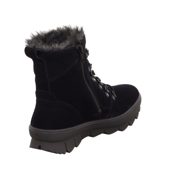 Legero 2-000530-8000 Novara Ocean Navy Waterproof Suede Zip & Lace Ankle Boots-elevate your sole
