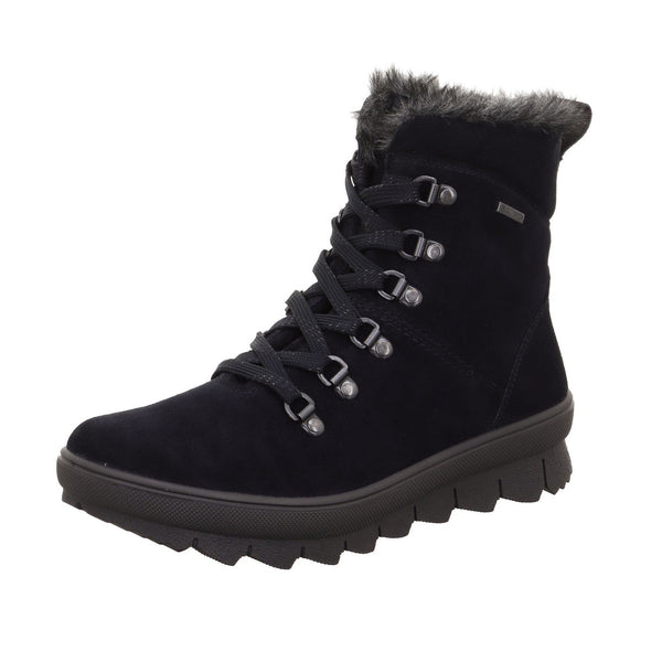Legero 2-000530-8000 Novara Ocean Navy Waterproof Suede Zip & Lace Ankle Boots-elevate your sole