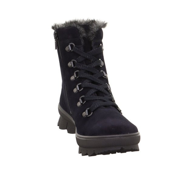 Legero 2-000530-8000 Novara Ocean Navy Waterproof Suede Zip & Lace Ankle Boots-elevate your sole